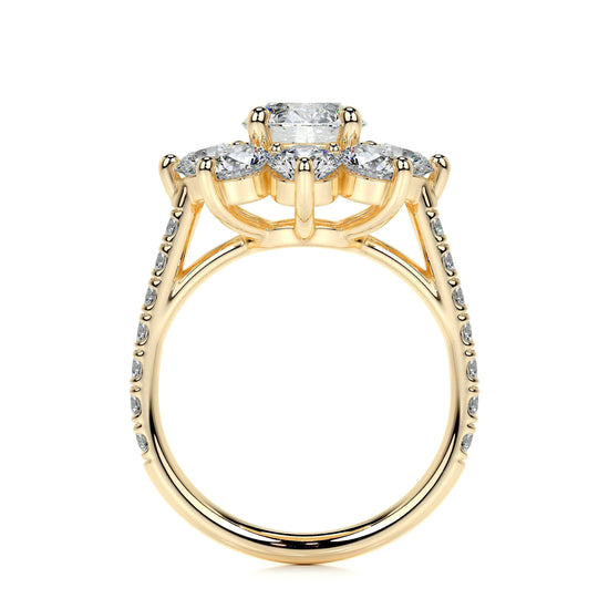 0.80 CT Round Floral Halo CVD H/SI1 Diamond Engagement Ring 11