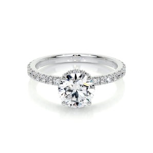 1.0 CT Round Hidden Halo CVD D/VS2 Diamond Engagement Ring 1