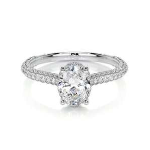 1.20 CT Oval Triple Pave CVD H/SI1 Diamond Engagement Ring 1