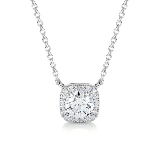 1.0 CT Round Halo CVD F/VS Diamond Necklace 3