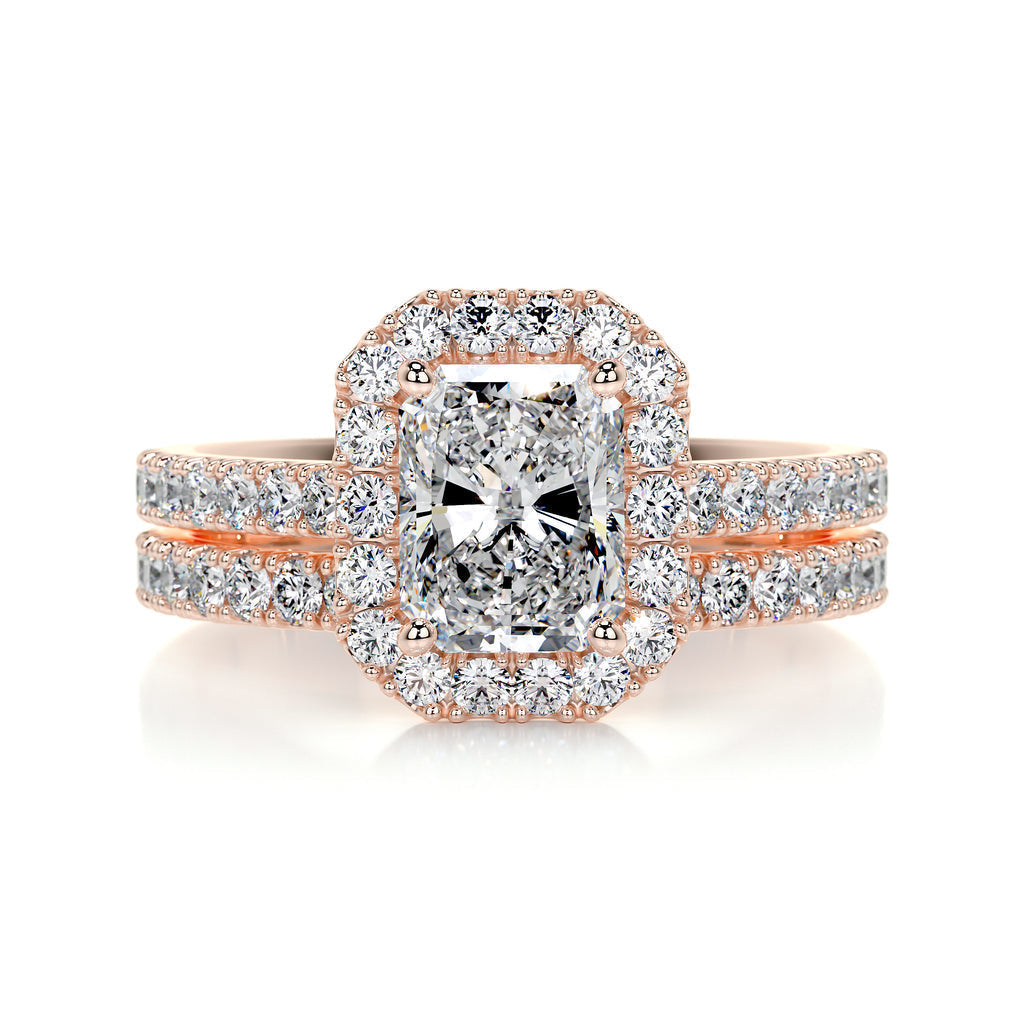 1.50 CT Radiant Halo CVD F/VS Diamond Bridal Ring Set 11