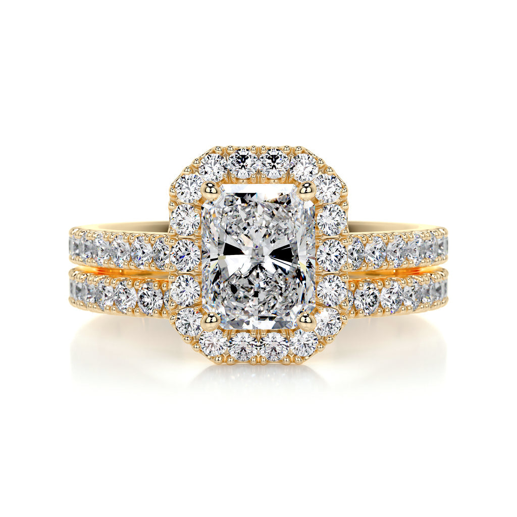 1.50 CT Radiant Halo CVD F/VS Diamond Bridal Ring Set 6