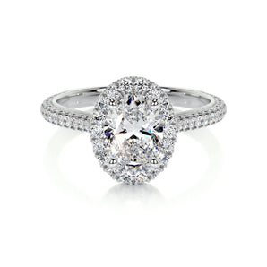 1.50 CT Oval Halo CVD F/VS2 Diamond Engagement Ring 1