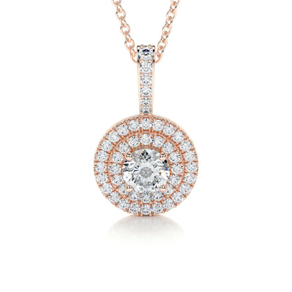 0.50 CT Round Double Halo CVD F/VS Diamond Necklace 12