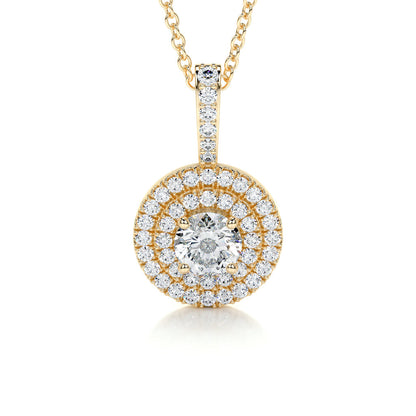 0.50 CT Round Double Halo CVD F/VS Diamond Necklace 8