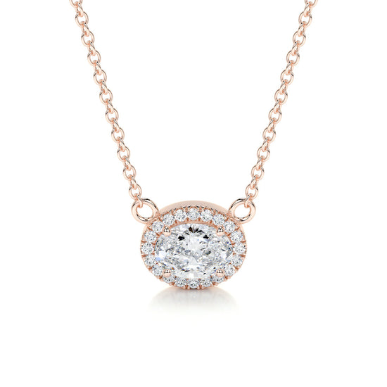 1.0 CT Oval Halo CVD F/VS Diamond Necklace 8
