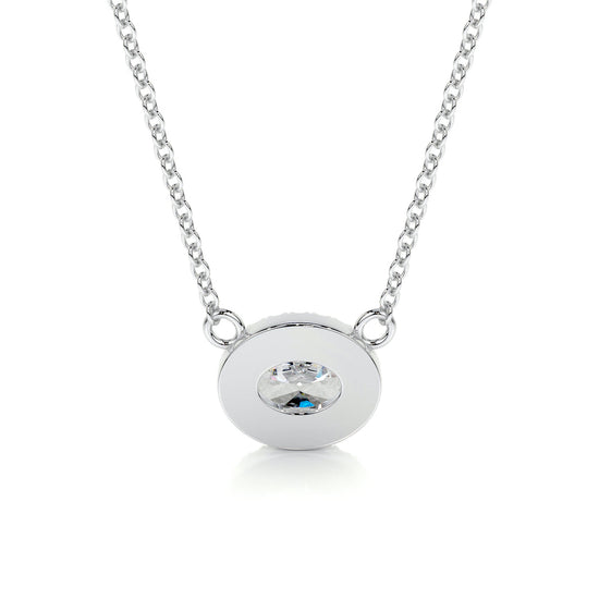 1.0 CT Oval Halo CVD F/VS Diamond Necklace 7