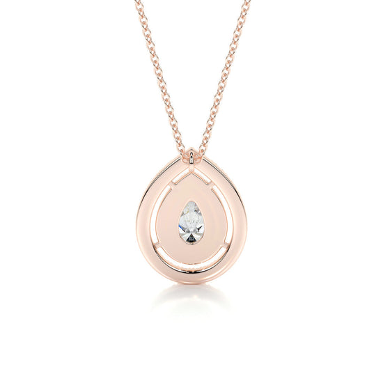 1.0 CT Pear Double Halo CVD F/VS Diamond Necklace 17