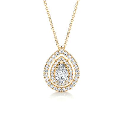 1.0 CT Pear Double Halo CVD F/VS Diamond Necklace 8