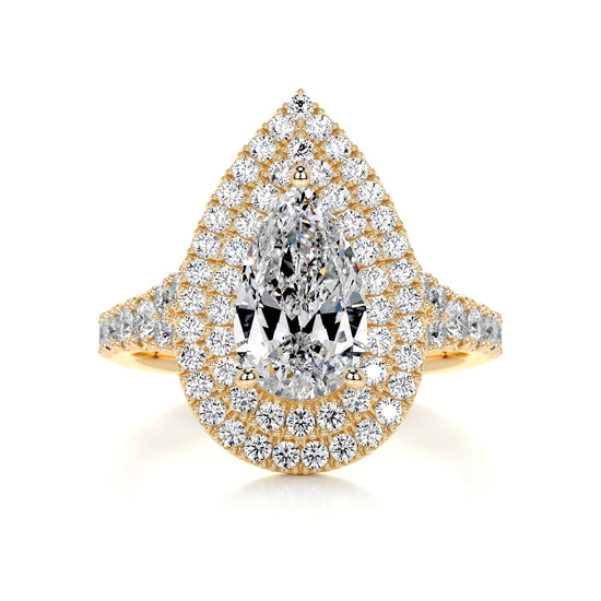 1.0 CT Pear Double Halo CVD F/VS2 Diamond Engagement Ring 7