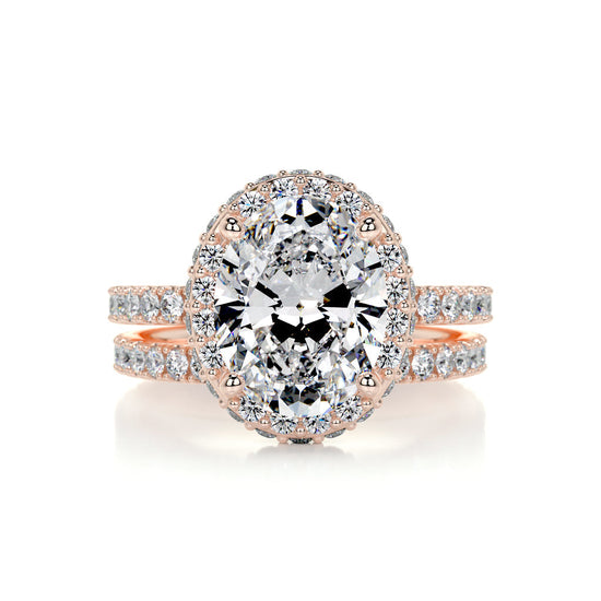 2.0 CT Oval Halo CVD F/VS Diamond Bridal Set 13