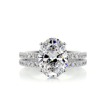 3.0 CT Oval Hidden Halo CVD F/VS Diamond Bridal Ring Set 1