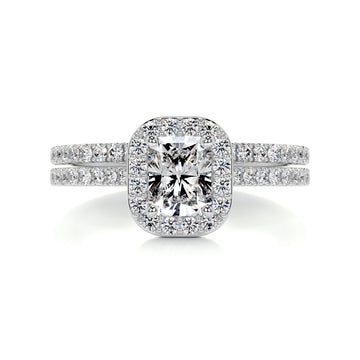 1.0 CT Radiant Halo CVD F/VS Diamond Bridal Ring Set 1