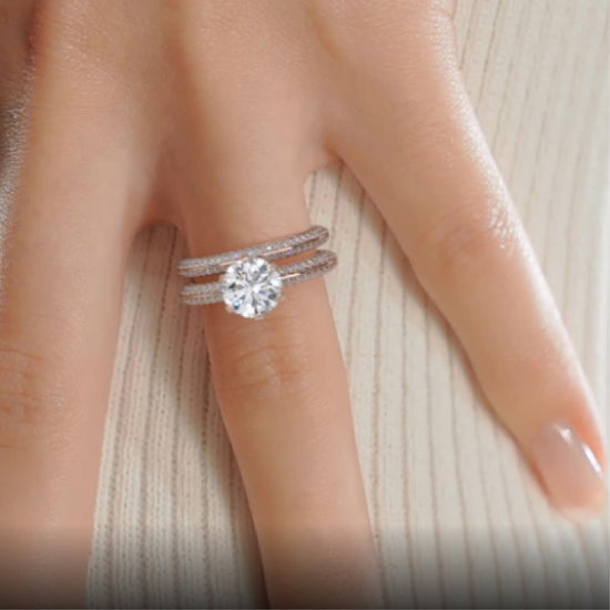 2.0 CT Round Solitaire CVD F/VS Diamond Bridal Ring Set 3