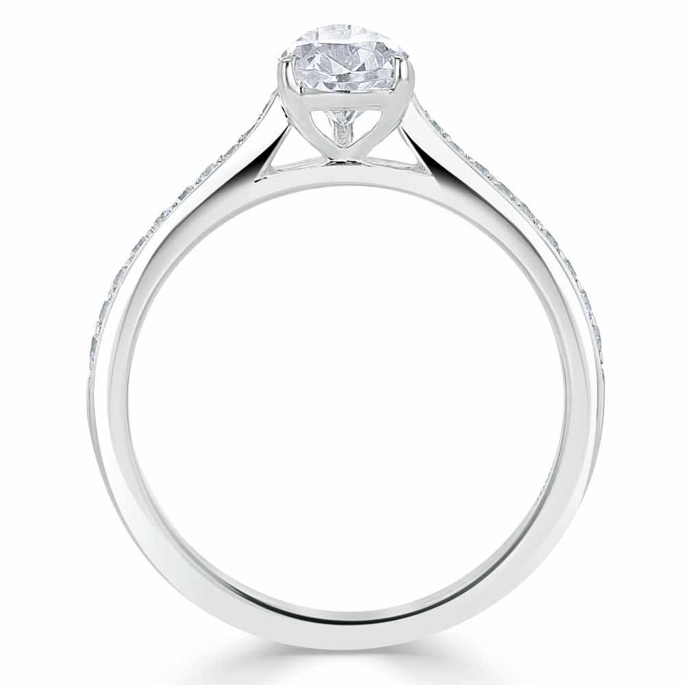 0.75 CT Pear Cut Solitaire Engagement Ring With Channel Pave Setting 4