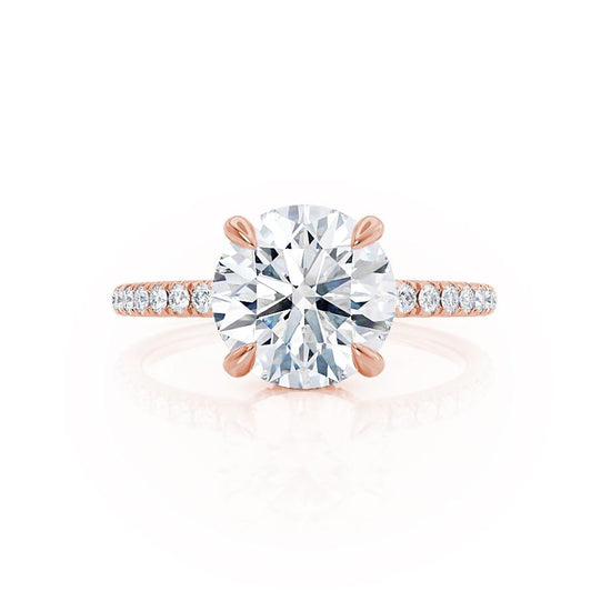 1.0 Round Shaped Moissanite Hidden Halo Style Engagement Ring 2