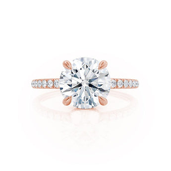 1.0 Round Shaped Moissanite Hidden Halo Style Engagement Ring 2