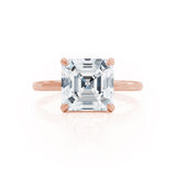 1.30 CT Asscher Shaped Moissanite Hidden Halo Style Engagement Ring 2