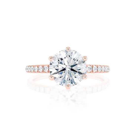 2.20 CT Round Shaped Moissanite Solitaire With Pave Setting Engagement Ring 3