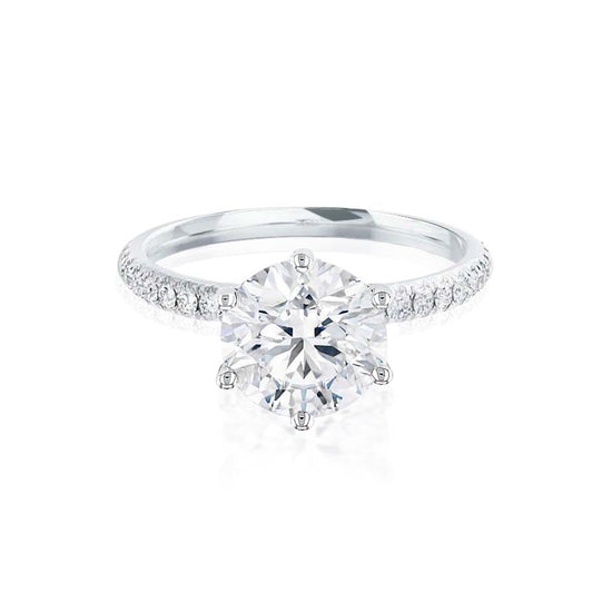2.20 CT Round Shaped Moissanite Solitaire Pave Style Engagement Ring 3