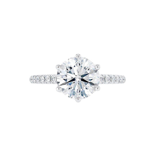 2.20 CT Round Shaped Moissanite Solitaire Pave Style Engagement Ring 4