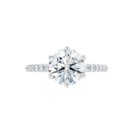 2.20 CT Round Shaped Moissanite Solitaire Pave Style Engagement Ring 4