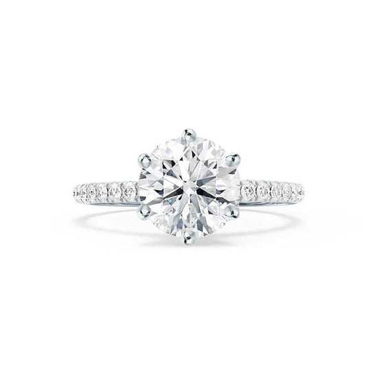 2.20 CT Round Shaped Moissanite Solitaire Pave Style Engagement Ring 6