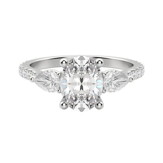 2.10 CT Oval Cut 3 Stone Moissanite Engagement Ring 4