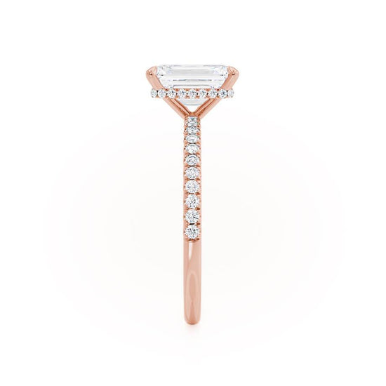 1.75 CT Emerald Shaped Moissanite Hidden Halo Style Engagement Ring 3