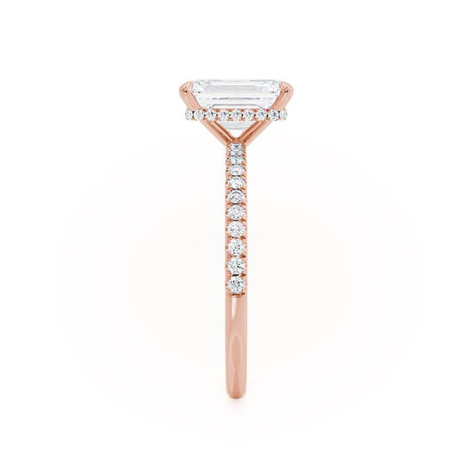 1.75 CT Emerald Shaped Moissanite Hidden Halo Style Engagement Ring 3