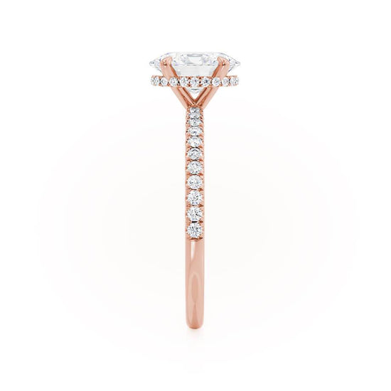 1.50 CT Oval Shaped Moissanite Hidden Halo Style Engagement Ring 2