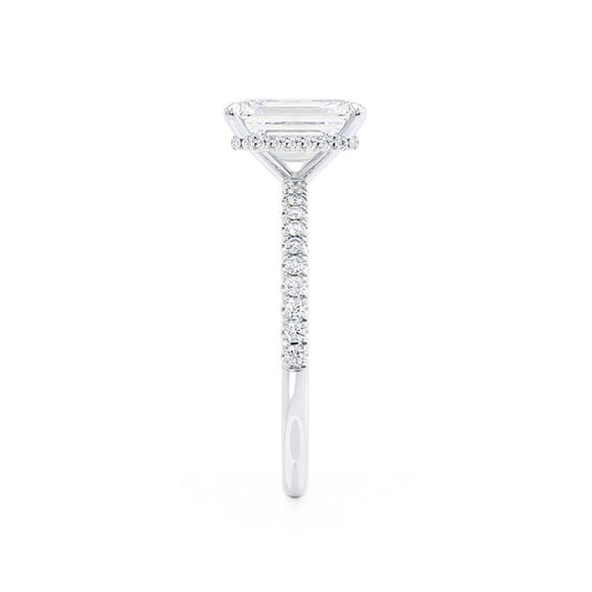 1.75 CT Emerald Shaped Moissanite Hidden Halo Engagement Ring 3