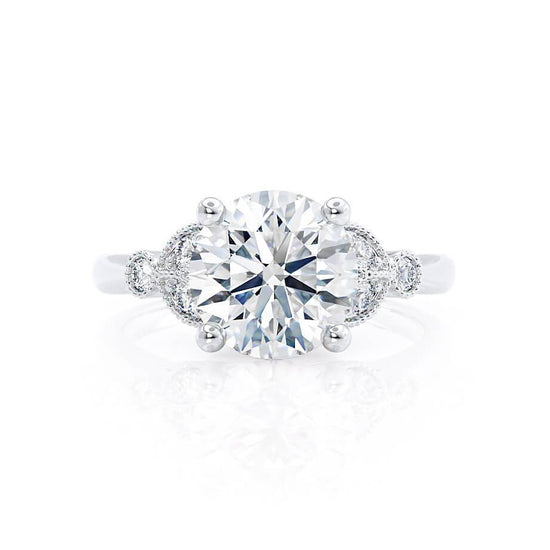 1.50 CT Round Shaped Moissanite Cluster Style Engagement Ring 4