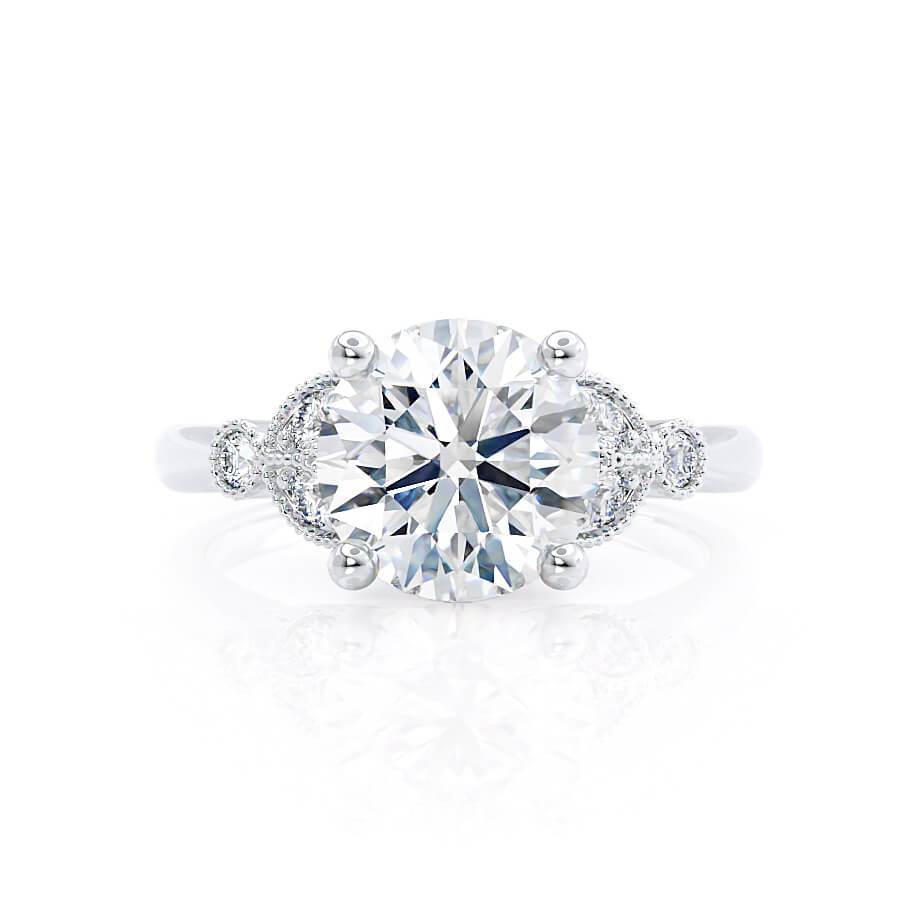 1.5 CT Round Shaped Moissanite Cluster Style Engagement Ring 4