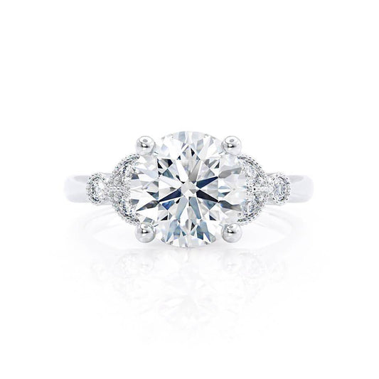 1.5 CT Round Shaped Moissanite Cluster Style Engagement Ring 4