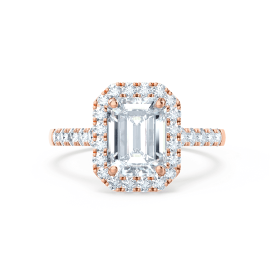 1.01 CT Emerald Shaped Moissanite Halo Style Engagement Ring 4