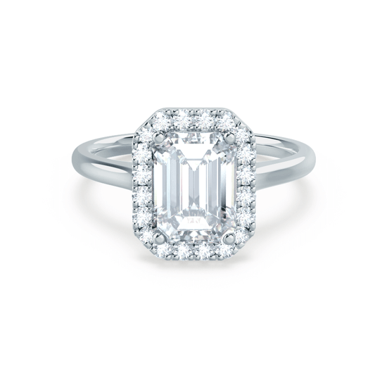1.75 CT Emerald Shaped Moissanite Halo Style Engagement Ring 1