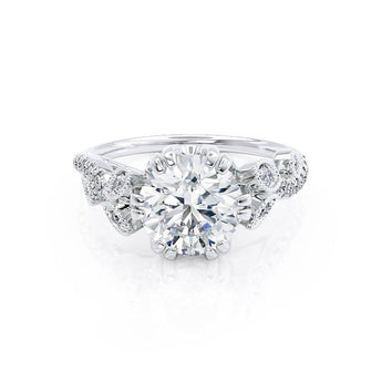 1.50 CT Round Shaped Moissanite Cluster Style Engagement Ring 1