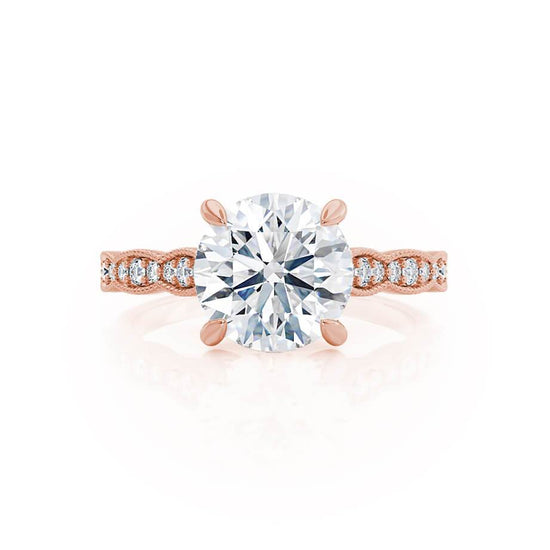 1.0 CT Round Shaped Moissanite Solitaire With Pave Setting Engagement Ring 4