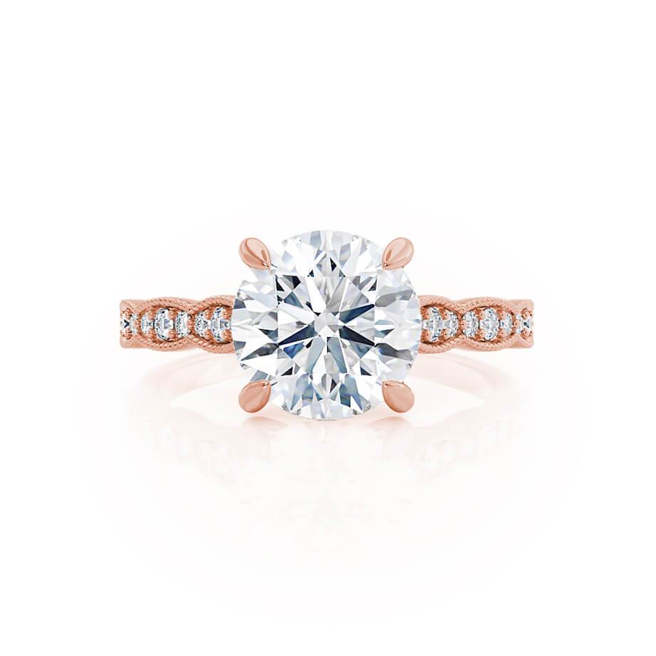 1.0 CT Round Shaped Moissanite Solitaire With Pave Setting Engagement Ring 4