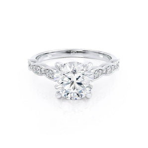 1.0 CT Round Shaped Moissanite Solitaire Pave Style Engagement Ring 2
