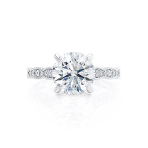 1.0 CT Round Shaped Moissanite Solitaire Pave Style Engagement Ring 4