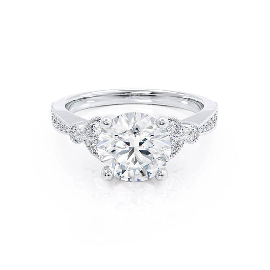 1.50 CT Round Shaped Moissanite Cluster Style Engagement Ring 3