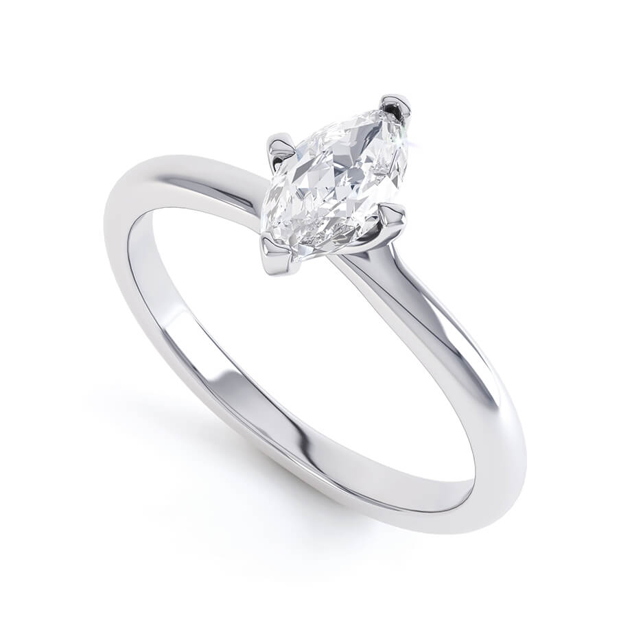 1.0 CT Marquise Shaped Moissanite Solitaire Engagement Ring 2