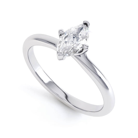 1.0 CT Marquise Shaped Moissanite Solitaire Engagement Ring 2