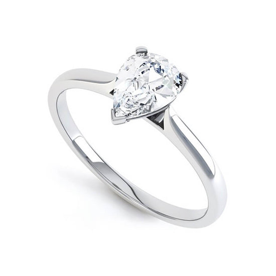 0.95 CT Pear Shaped Moissanite Solitaire Style Engagement Ring 3