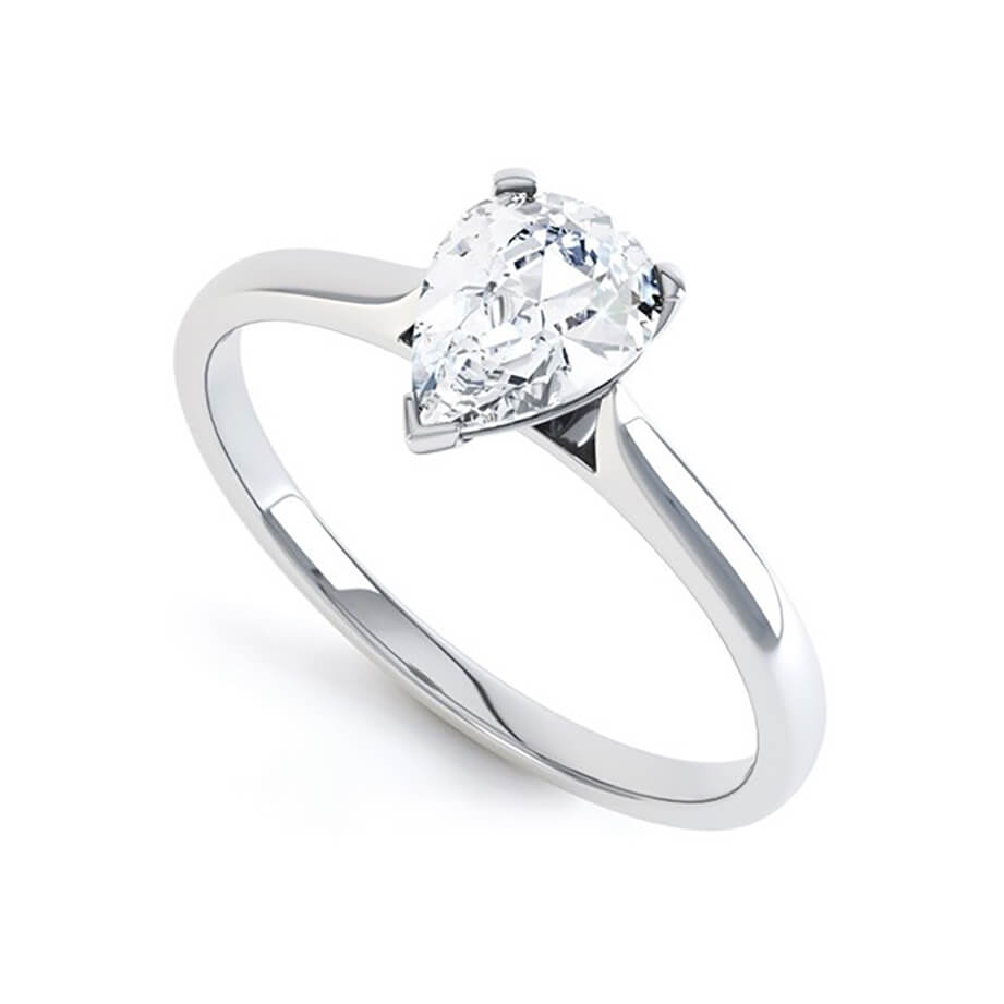 0.95 CT Pear Shaped Moissanite Solitaire Style Engagement Ring 3