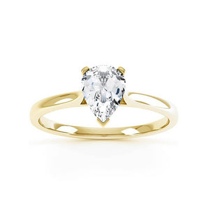 0.95 CT Pear Shaped Moissanite Solitaire Style Engagement Ring 1