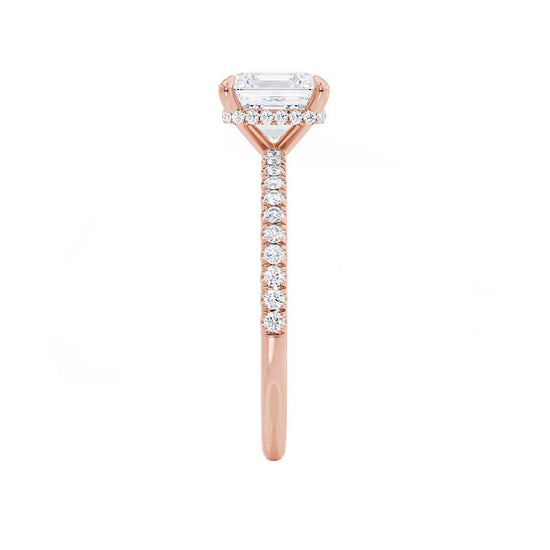 1.50 CT Asscher Shaped Moissanite Hidden Halo Style Engagement Ring 2