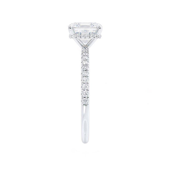 1.30 CT Asscher Shaped Hidden Halo Moissanite Engagement Ring 2